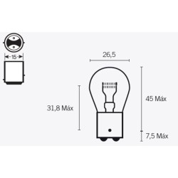 Ampoule 12V 21/5W BY15D