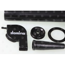 Poignée gaz DOMINO tirage long noir + revetements hard noir