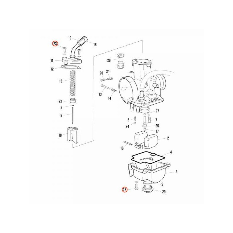 Kit vis Allen cuve/chapeau carburateur KEIHIN PWK28 JITSIE adaptable