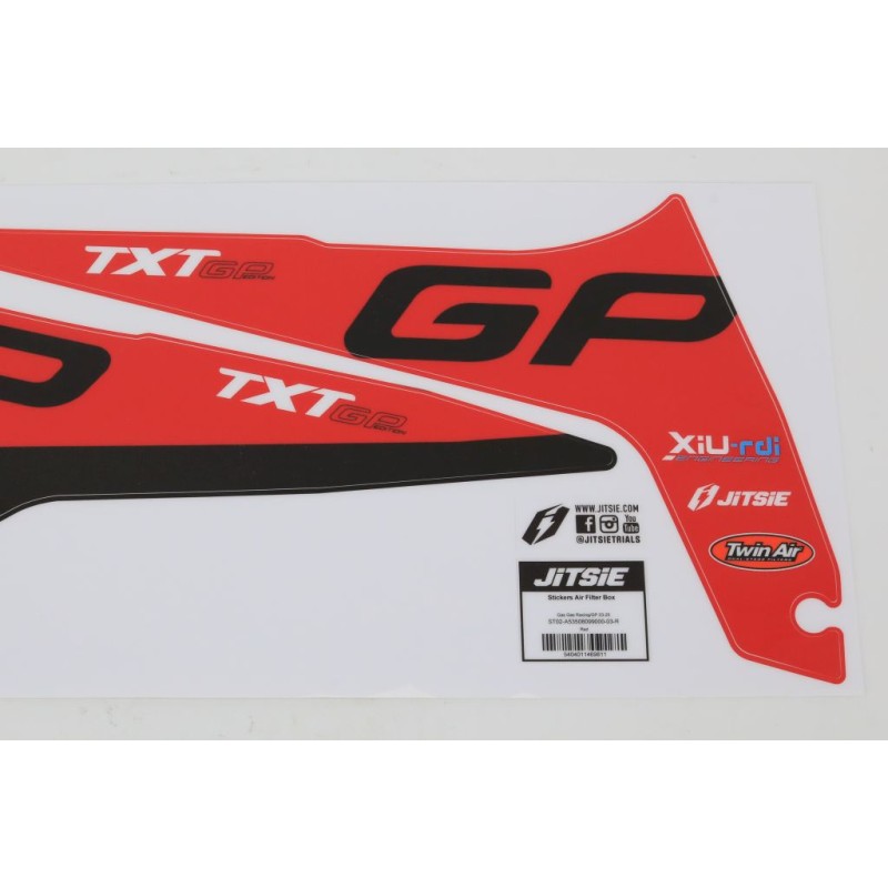 Autocollant boitier filtre JITSIE GASGAS 2023-2025 GP rouge/noir