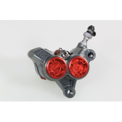 Etrier frein AV BRAKTEC monobloc 4 pistons titane rouge