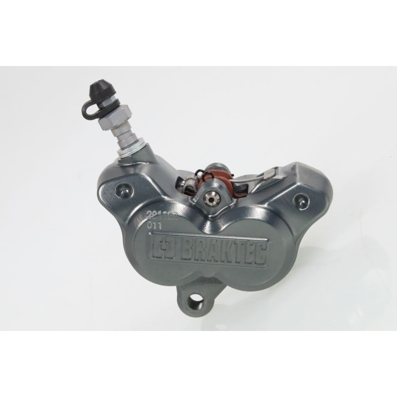 Etrier frein AV BRAKTEC monobloc 4 pistons titane rouge