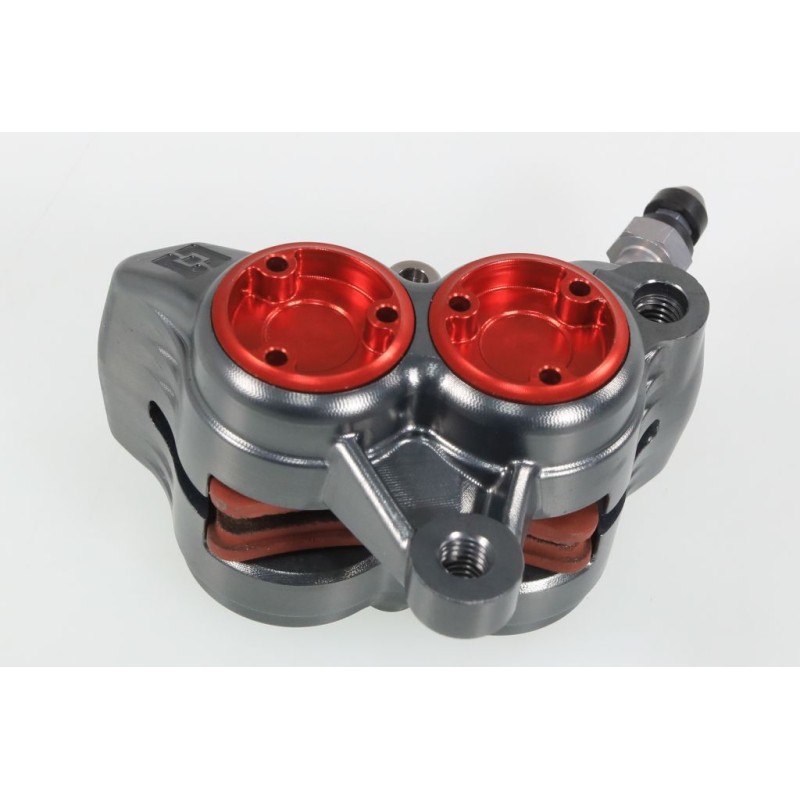 Etrier frein AV BRAKTEC monobloc 4 pistons titane rouge
