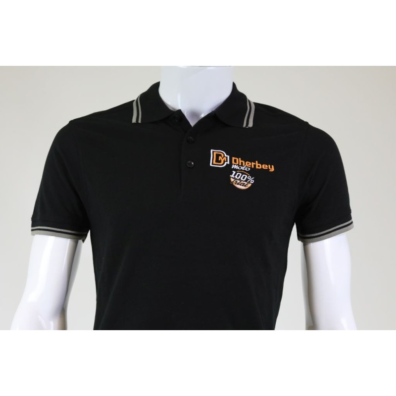 Polo DHERBEY MOTO noir New logo