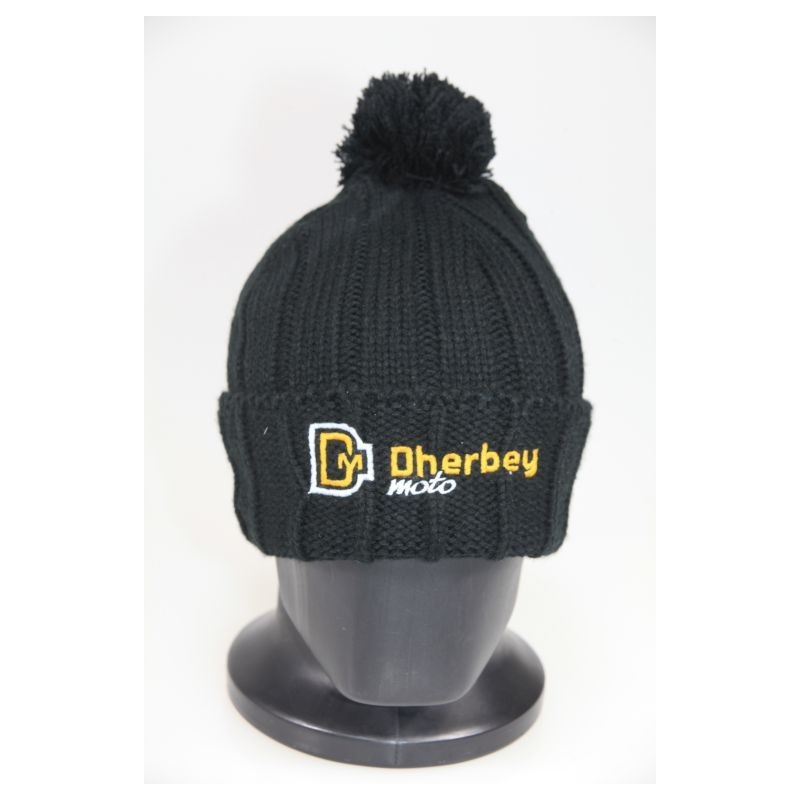 Bonnet DHERBEY MOTO noir avec pompon
