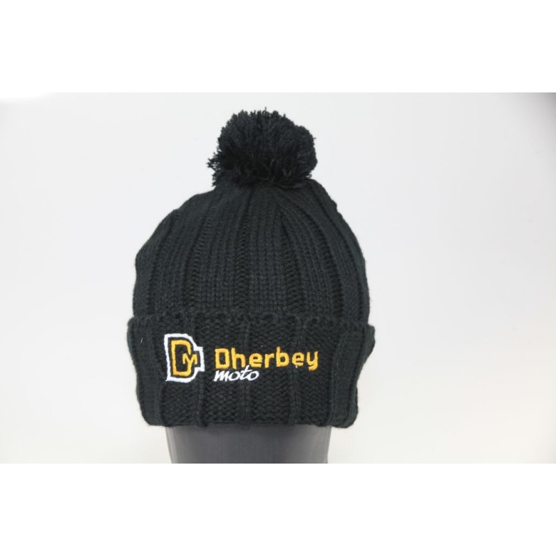 Bonnet DHERBEY MOTO noir avec pompon