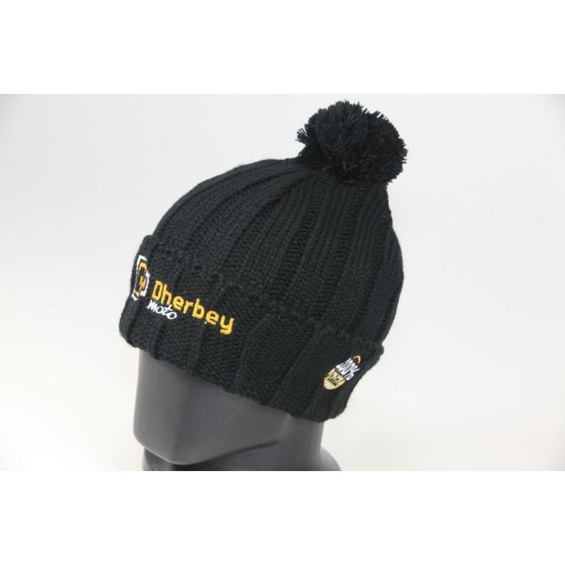 Bonnet DHERBEY MOTO noir avec pompon