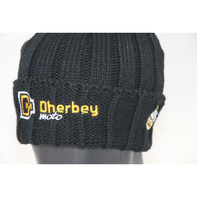 Bonnet DHERBEY MOTO noir avec pompon