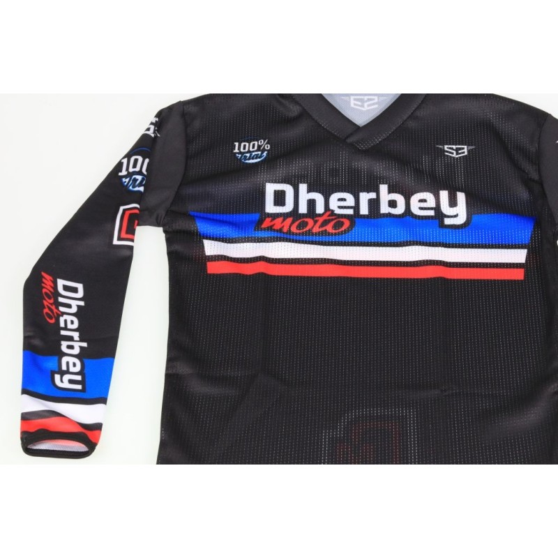 Maillot enfant S3 déco DHERBEY MOTO 2024 bleu/blanc/rouge