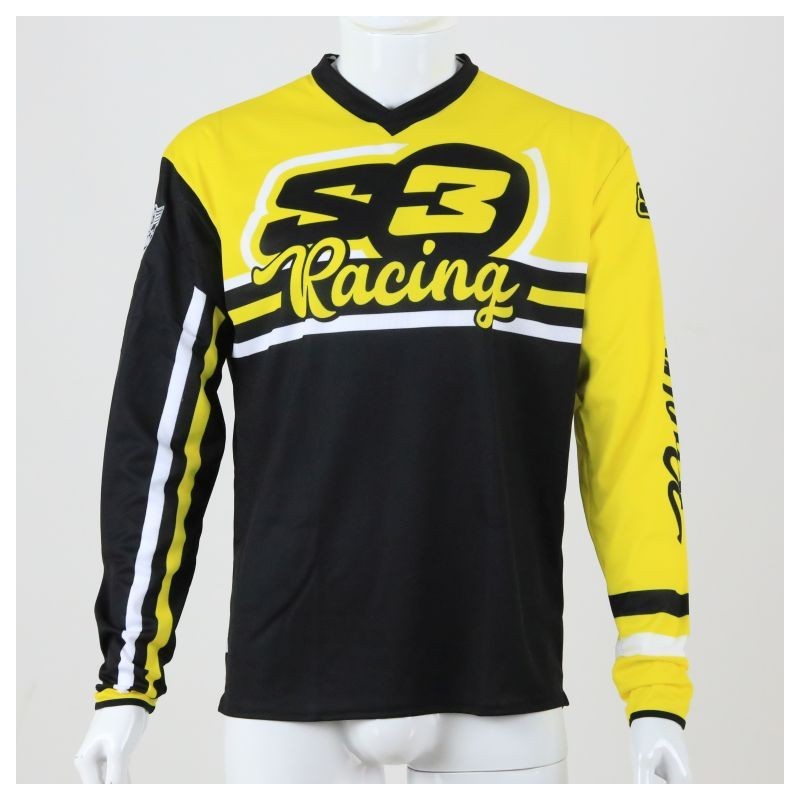 Maillot S3 vint trial pilot noir/jaune