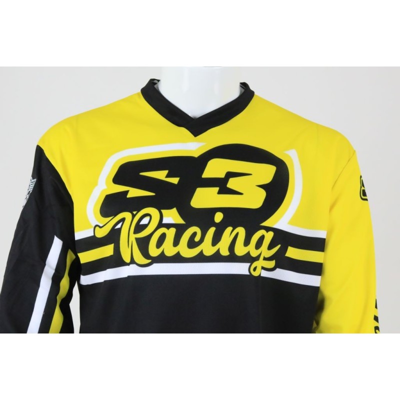 Maillot S3 vint trial pilot noir/jaune