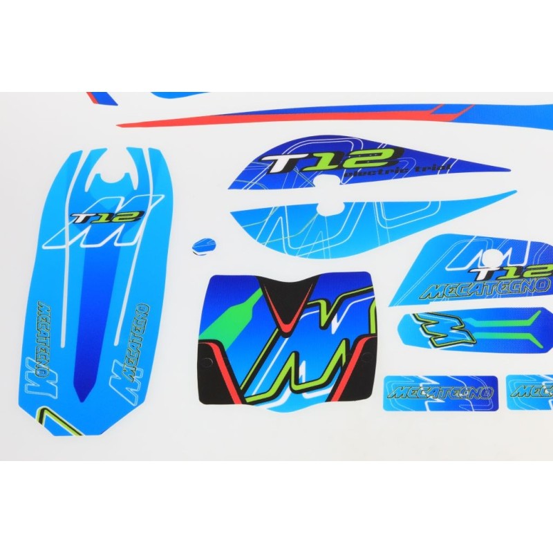 Kit autocollant MECATECNO 2019 T12 complet bleu
