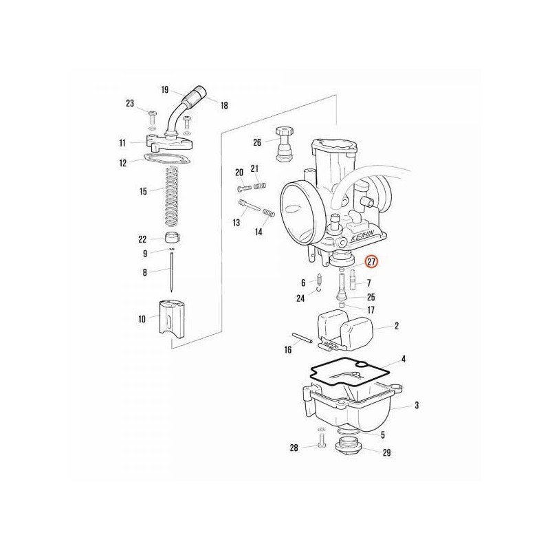 Prolongateur puit d'aiguille carburateur KEIHIN PWK28 JITSIE adaptable
