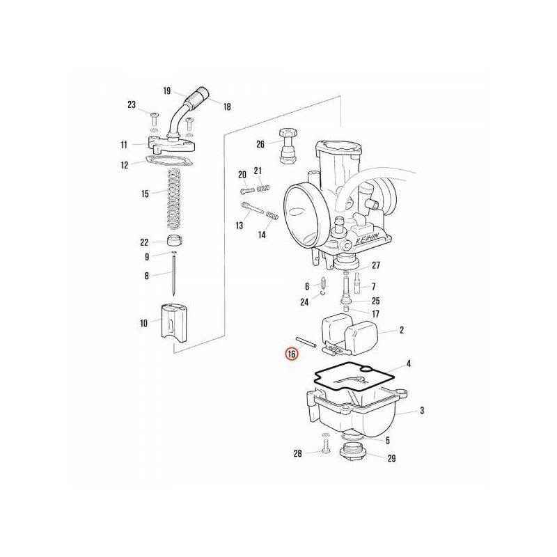 Axe flotteur KEIHIN PWK28 JITSIE adaptable