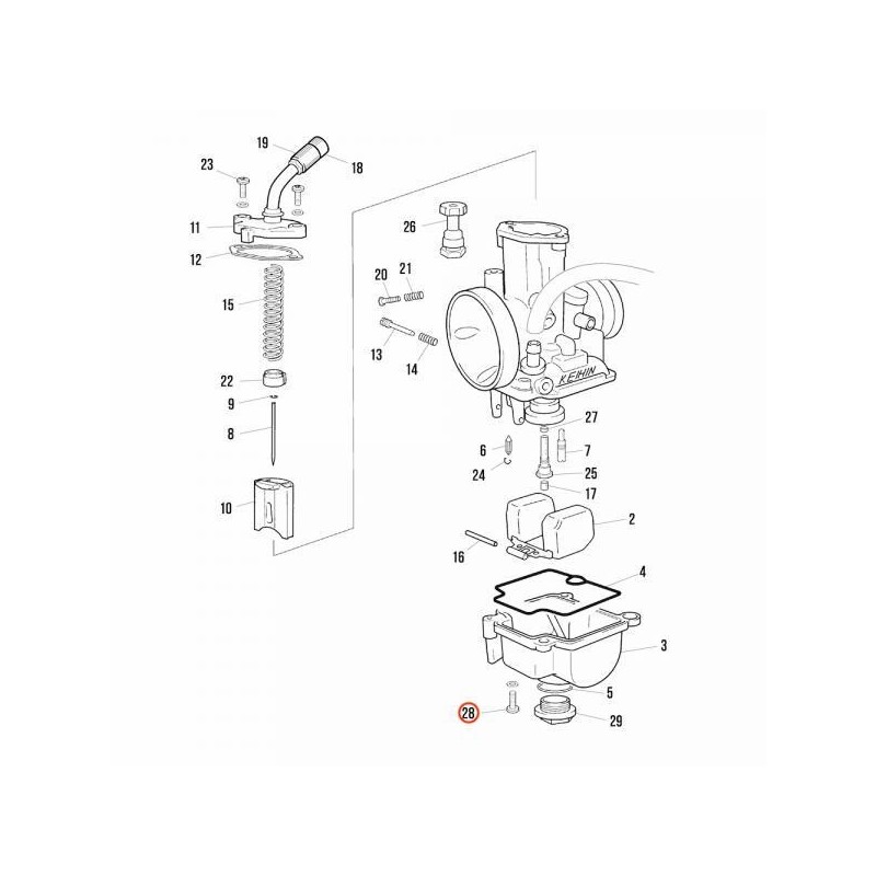 Kit vis cuve carburateur KEIHIN PWK28 JITSIE adaptable