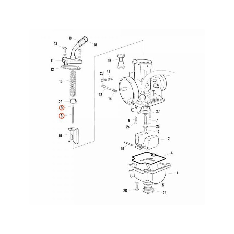 Aiguille + clips JJH carburateur KEIHIN PWK28 JITSIE adaptable