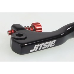 Levier embrayage long type AJP droit JITSIE adaptable noir vis reglage rouge