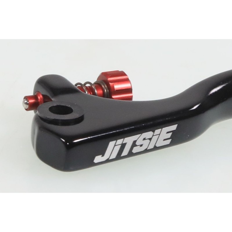 Levier embrayage long type AJP droit JITSIE adaptable noir vis reglage rouge