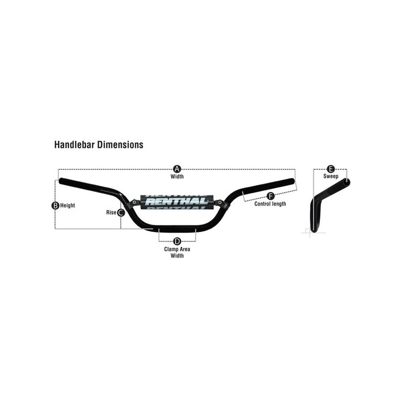 Guidon sans barre 28.6mm RENTHAL Toni Bou replica hauteur 4.5 pouces