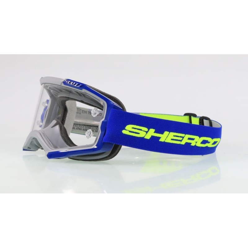 Lunette casque SHERCO offroad bleu/jaune